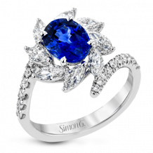 Simon G. Color Ring 18k Gold (White) 1.98 ct Sapphire 1.08 ct Diamond - MR3024-18K