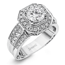 Simon G. 0.60 ctw Halo 18k White Gold Round Cut Engagement Ring - NR109-W-18KS
