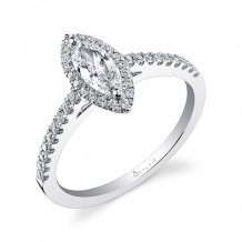 0.26tw Semi-Mount Engagement Ring With 1/2ct Marquise Head - sy696 mq