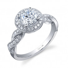 0.36tw Semi-Mount Engagement Ring With 1ct Round Head - sy897